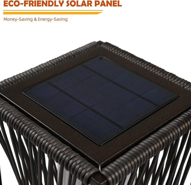 Solar Yard مصباح أرضي شمسي خارجي من الراتنج مع سلة منسوجة، ضوء شمسي خارجي مقاوم للماء للحديقة، الحديقة، الممر، السطح، دازل دانس - Image 3